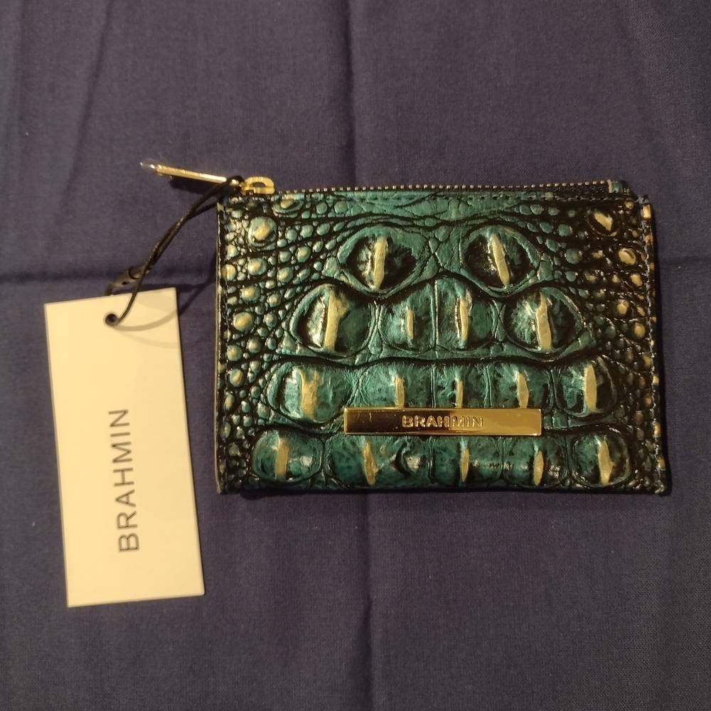 Brahmin Teal Croc-Embossed Wallet